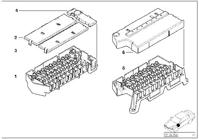 2000 BMW Z3 Single Components For Fuse Housing Diagram 2
