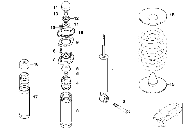 2006 BMW M3 Rear Spring Strut Mounting Parts Diagram