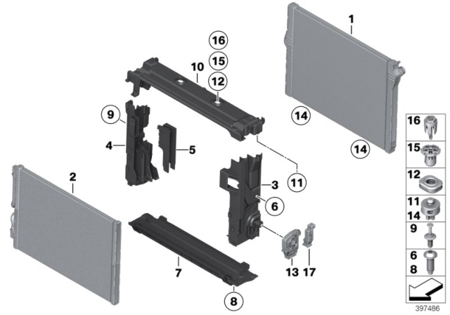 2011 BMW Alpina B7L xDrive Mounting Parts For Radiator Diagram