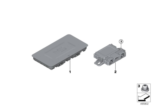 2019 BMW M850i xDrive Separate Component Telephony Wireless Charging Diagram