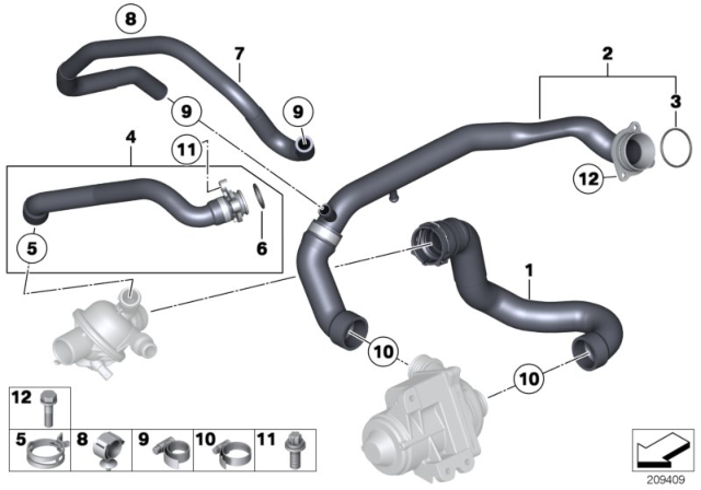 2011 BMW 135i Cooling System - Water Hoses Diagram