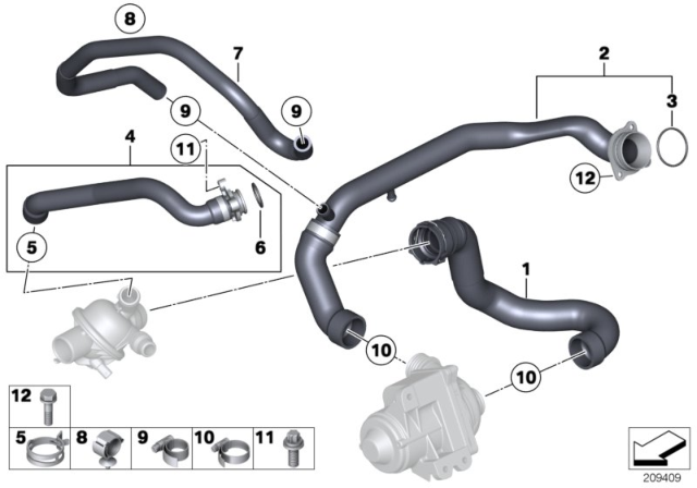 2013 BMW 640i Cooling System - Water Hoses Diagram