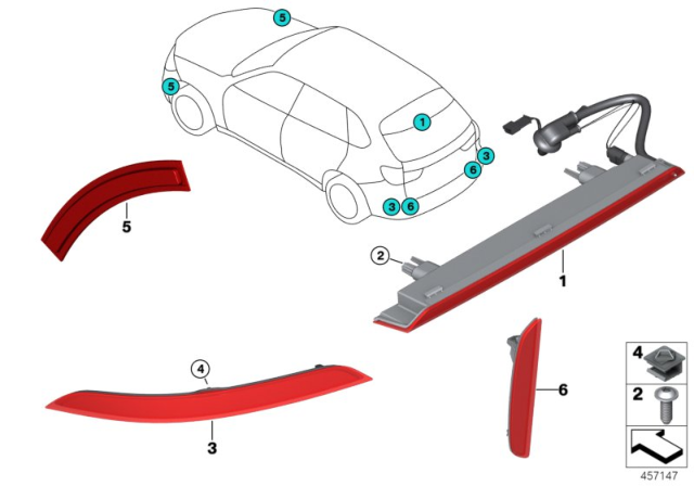 2018 BMW X5 M Rear Reflector, Rear Right Diagram for 63147850006