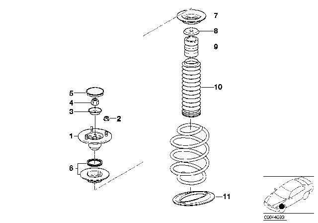 2000 BMW X5 Guide Support / Spring Pad / Attaching Parts Diagram