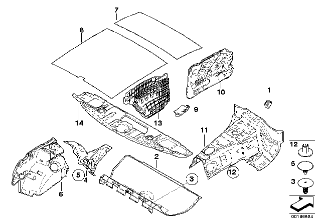 2008 BMW 135i Sound Insulation, Side Trim, Rear Left Diagram for 51432996195