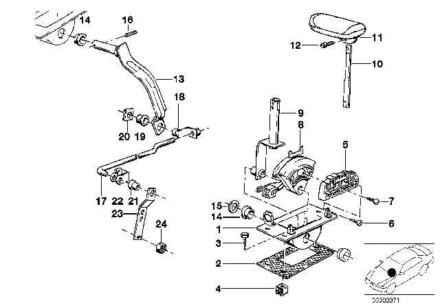 1984 BMW 318i Gear Shift Parts, Automatic Gearbox Diagram 3