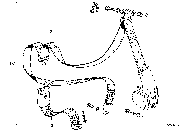 1978 BMW 733i Safety Belt Rear Diagram 1