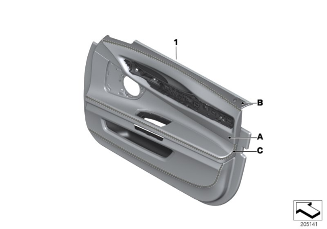 2012 BMW 740i Individual Front Door Trim Panel Diagram