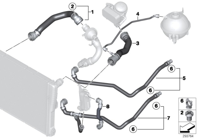 2016 BMW X3 Cooling System Coolant Hoses Diagram