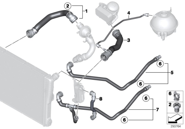 2017 BMW X4 Cooling System Coolant Hoses Diagram