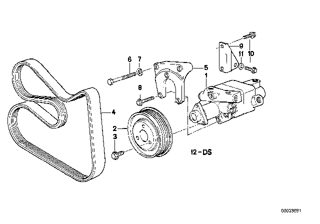 1994 BMW 525i Hydro Steering - Tandem Vane Pump Diagram