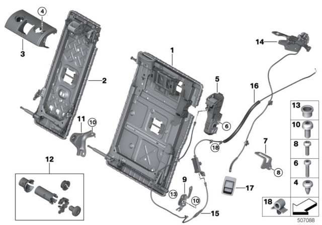 2020 BMW X4 Seat, Rear, Seat Frame Diagram