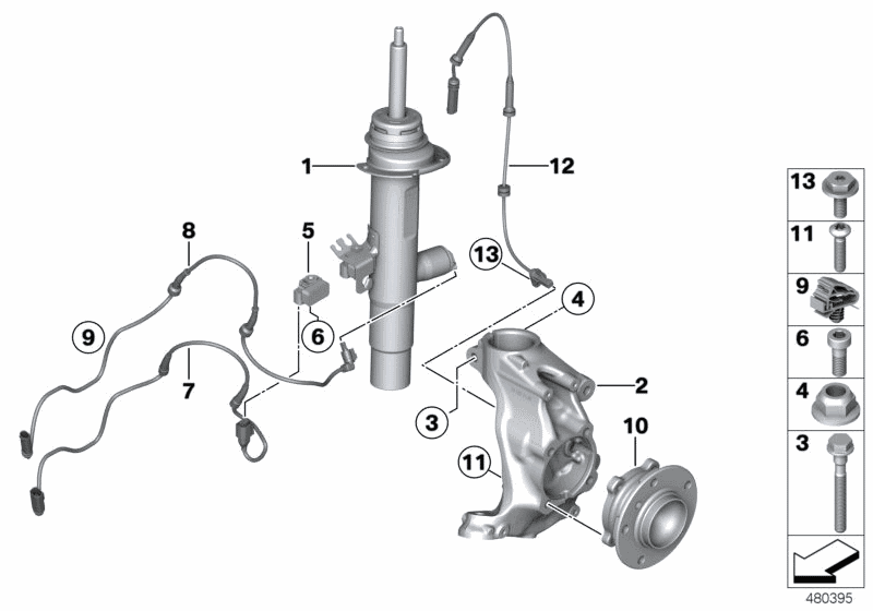 31216858313 - Genuine BMW Swivel Bearing, Camber Correction, Left