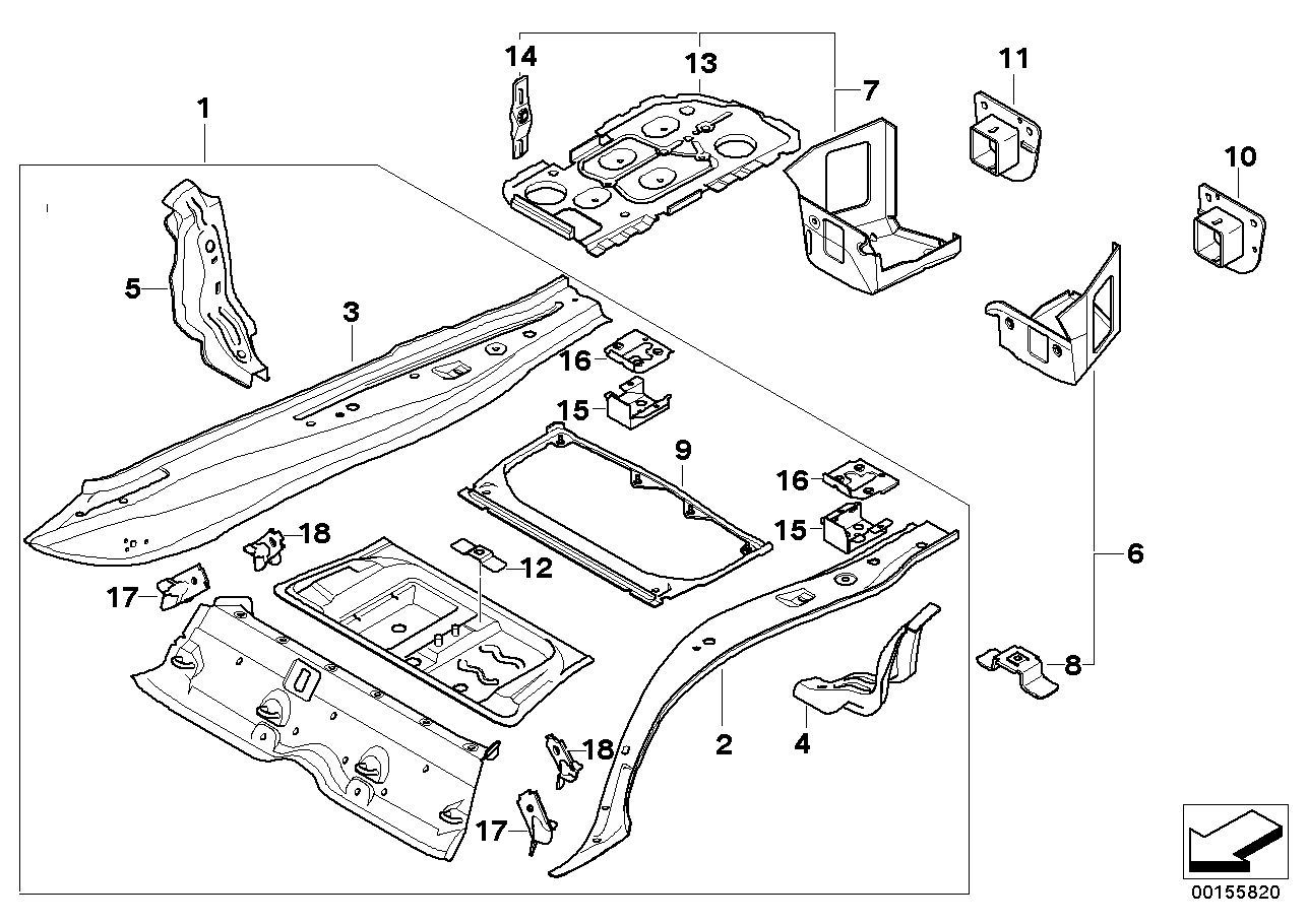 2013 BMW 328i Coupe N51 Engine(E92) Mounting Parts For Trunk Floor Panel