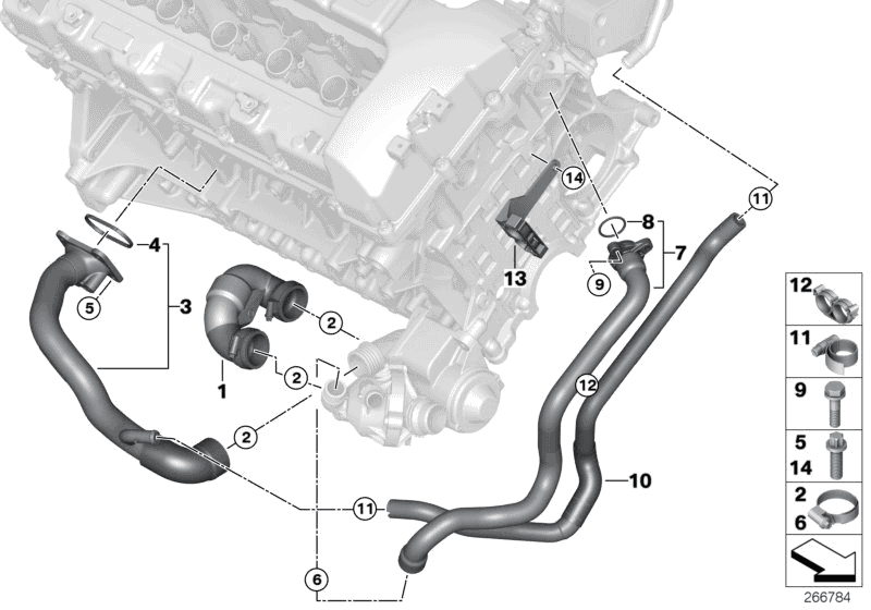 2009 BMW 335i xDrive Coupe(E92) Cooling System Water Hoses of Engine