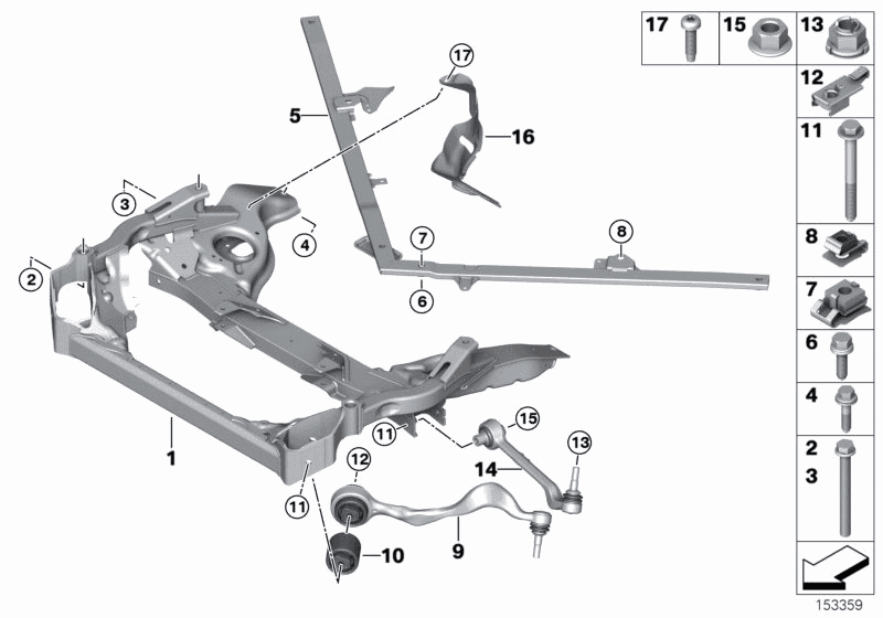 2013 BMW 328i Coupe N51 Engine(E92) Front Axle Support, Wishbone / Tension Strut