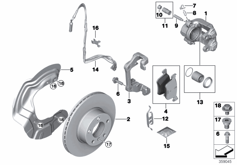 2013 BMW 328i Coupe N51 Engine(E92) Front Wheel Brake, Brake Pad Sensor