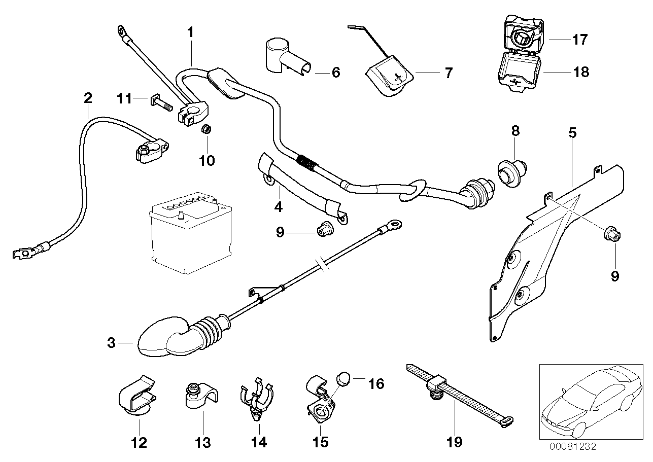 2003 Bmw 325ci Coupe M54 Engine E46 Battery Cable