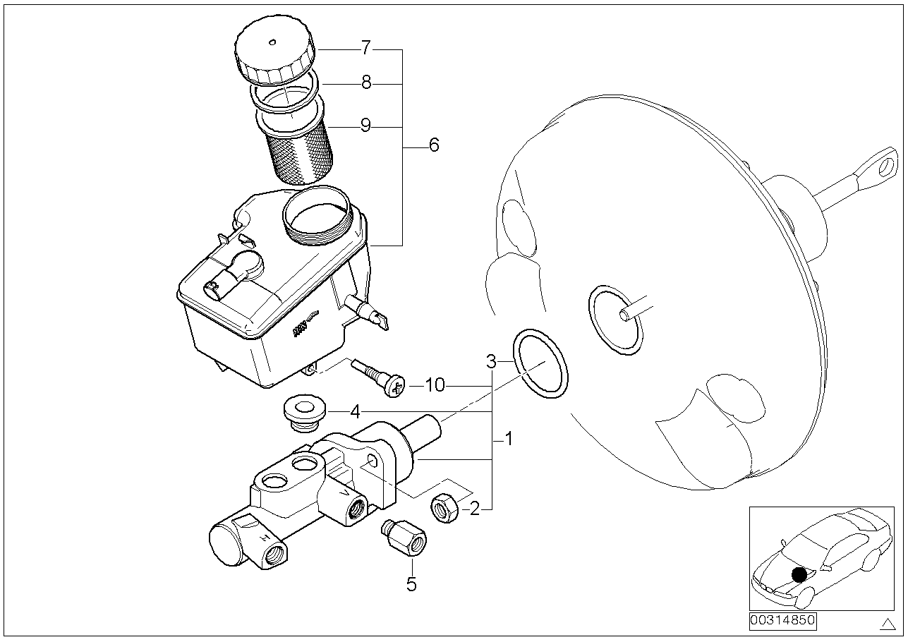 2003 Bmw 325ci Coupe M54 Engine E46 Brake Master Cylinder