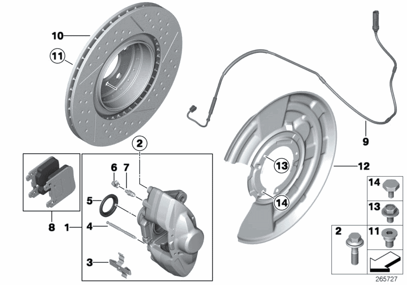 2016 BMW 328i N20 Engine(F30) M Performance Rear Wheel Brake - Replacement
