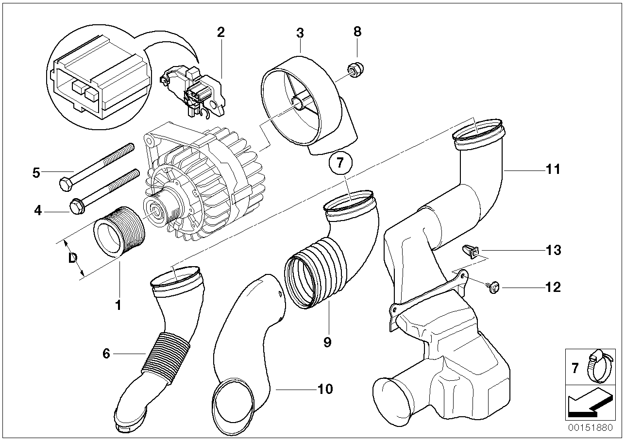 2003 Bmw 325ci Coupe M54 Engine E46 Alternator Single Parts