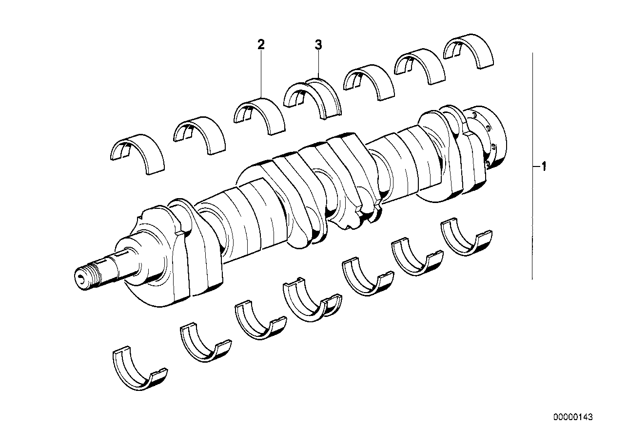 11211716123 Genuine BMW Crankshaft With Bearing Shells