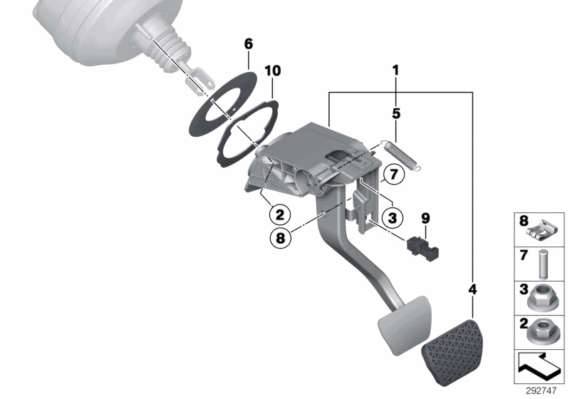 2016 BMW 328i N20 Engine(F30) Pedal Assembly, Automatic Transmission