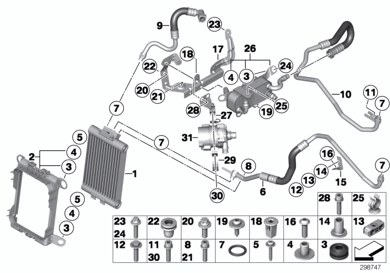 2014 BMW 335i Sedan(F30) Engine Oil Cooling / Coolant Pump, Electronics