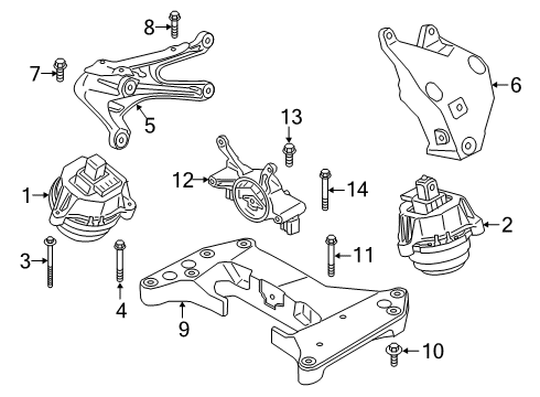2022 BMW 740i Engine & Trans Mounting Diagram