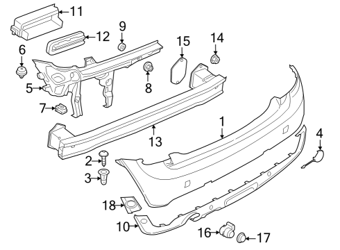 TRIM PANEL, BUMPER, REAR, BO Diagram for 51125A23748