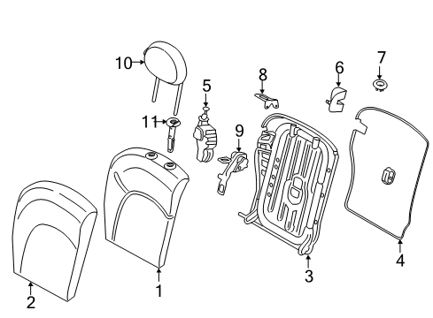 COVER BACKREST LEATHER RIGHT Diagram for 52207939752