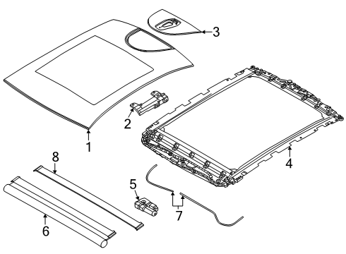 2024 BMW 530i xDrive GLASS SUNROOF Diagram for 54105A09964