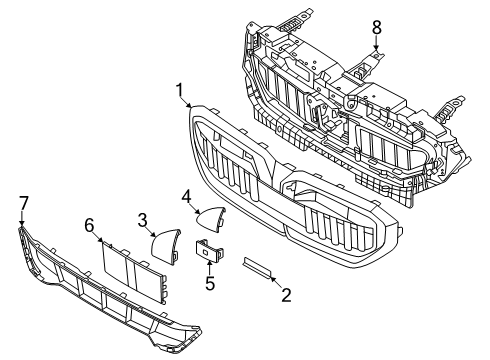 2025 BMW 530i xDrive TRIM FRONT ORNAMENTAL GRILLE Diagram for 51135A130C9