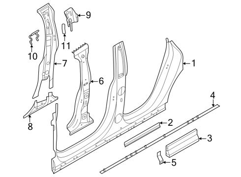 2022 BMW iX INTERIOR LEFT COLUMN B Diagram for 41009630969