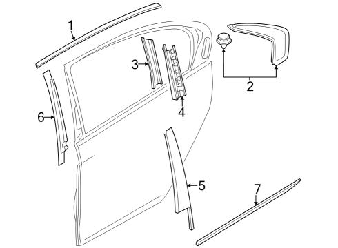 2025 BMW i7 WINDOW FRAME TRIM LEFT REAR Diagram for 51359447493