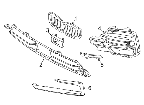 2023 BMW X5 M GRILL, SIDE, CLOSED, LEFT Diagram for 51115A1E045