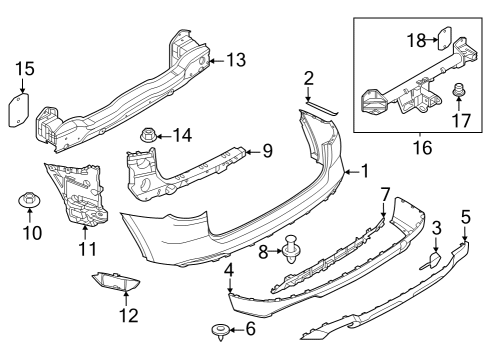2022 BMW X3 M Trim Panel Bumper Rear Diagram for 51129451100