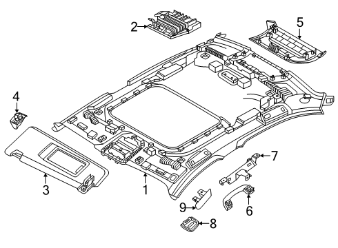 2025 BMW 550e xDrive Interior Trim - Roof Diagram 2