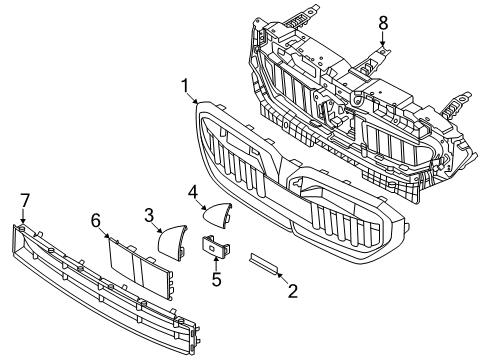 2025 BMW 550e xDrive Grille & Components Diagram 2