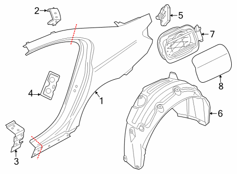 2023 BMW i7 Shaped Part Rear Window Frame Diagram for 41139850129