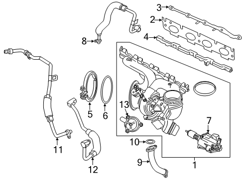 2022 BMW X2 RP EXHAUST TURBOCHARGER Diagram for 11655A178E2