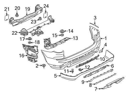 2021 BMW X3 M Bumper Rear Carrier Diagram for 51127436737