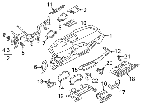 2022 BMW X6 M Dashboard Leather Head-Up Display Diagram for 51459502974