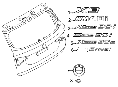 2021 BMW X3 M Lettering Diagram for 51148094313