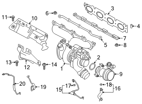 2021 BMW Z4 LINE COOLANT FEED EXHAUST TU Diagram for 11538854736