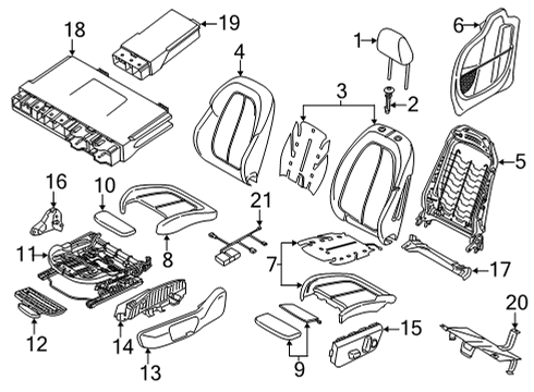 2021 BMW 228i xDrive Gran Coupe Headrest Leather Diagram for 52109870871