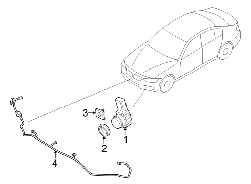 2024 BMW 330e xDrive WIRING HARNESS BUMPER FRONT Diagram for 61125A49EB4