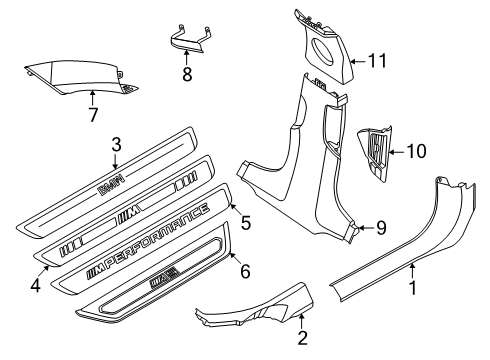 2025 BMW 530i xDrive SIDE TRIM PANEL, FRONT LOWER Diagram for 51435A36B98