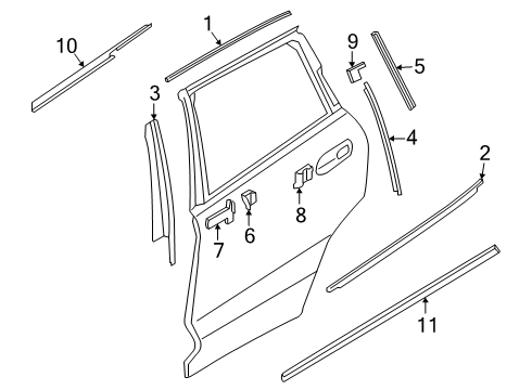 2021 BMW X7 BUMPER STRIP REAR DOOR LEFT Diagram for 51135A165E5