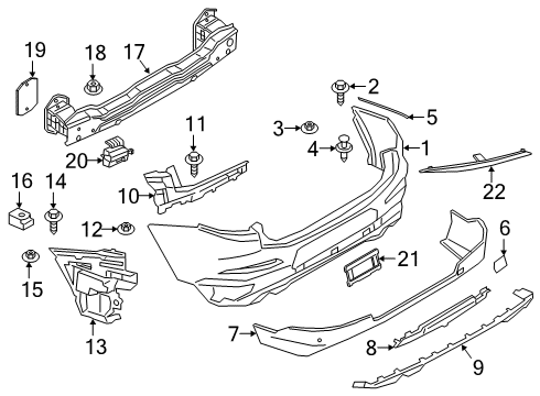 2021 BMW X4 M Bumper Panel Primed Rear Diagram for 51127488270